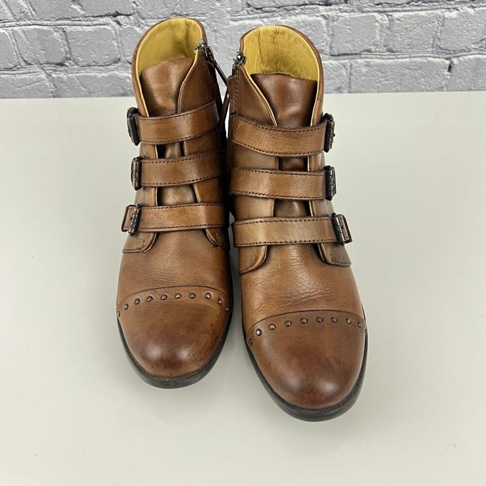 Bussola Ankle Boots 3 Strap Booties Antique Brown Size 39 8/8.5 M - Picture 2 of 16